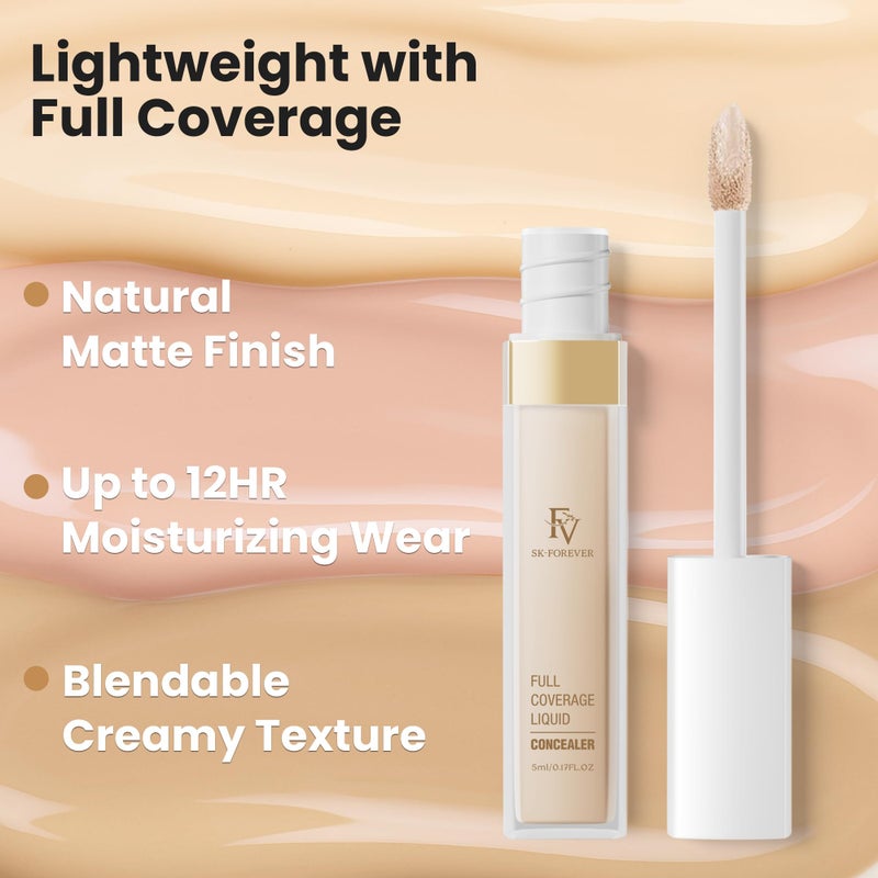 FV Waterproof Liquid Concealer, Lightweight & Longwear, Full Coverage for Dark Circles, Redness, Fine Lines and Acne, Matte Hydrating Concealer Makeup for Women, 03 Sand - Image 3